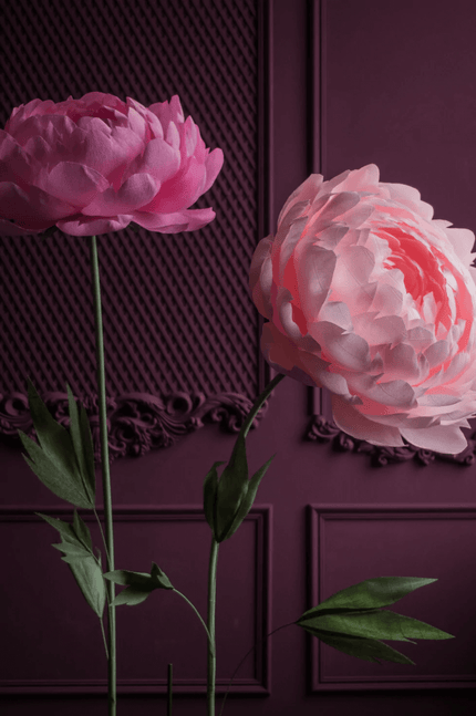 3 Standing Oversized Paper Peonies with metal base
