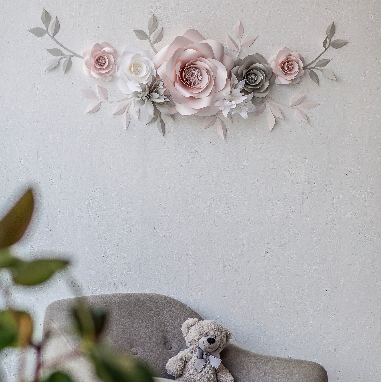 Blush and Light Grey Paper Flowers