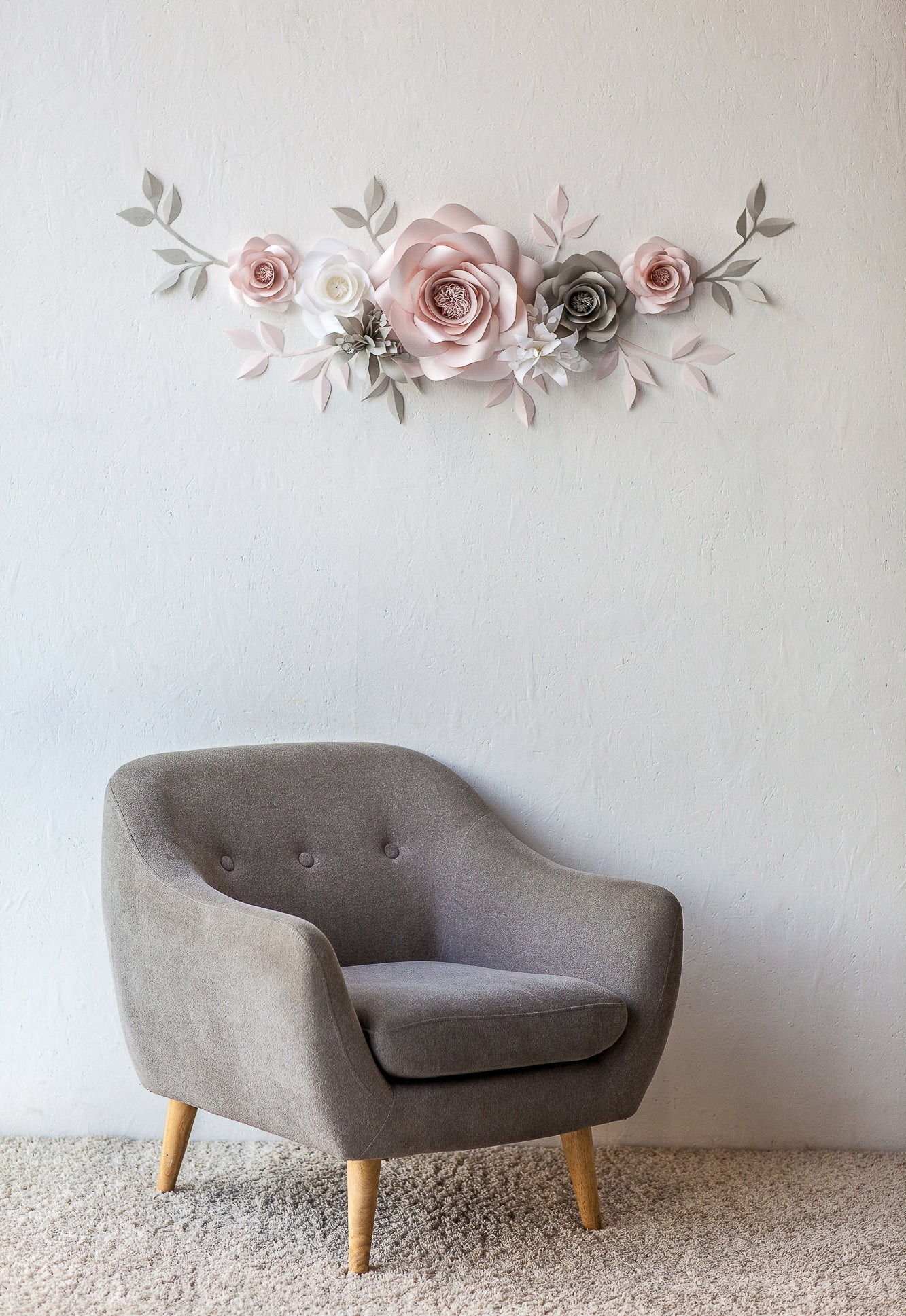 Blush and Light Grey Paper Flowers