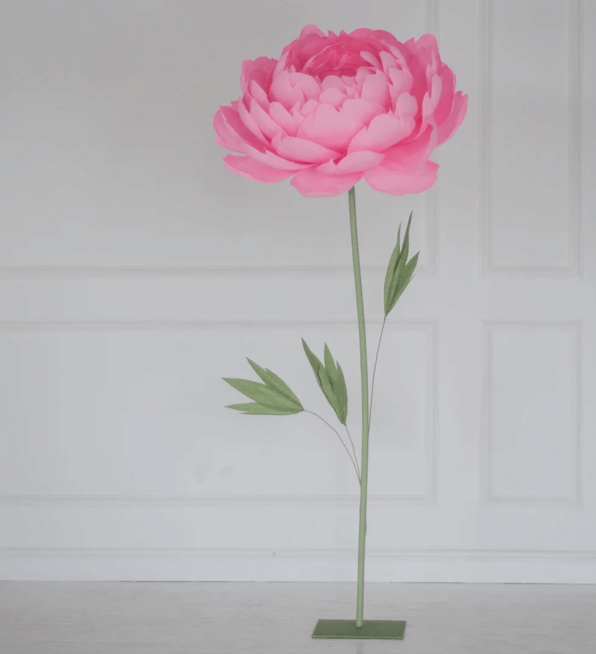 Single Paper Peony on metal Base
