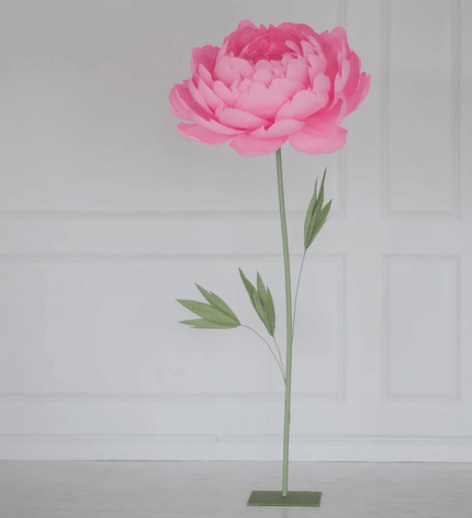 Single Paper Peony on metal Base