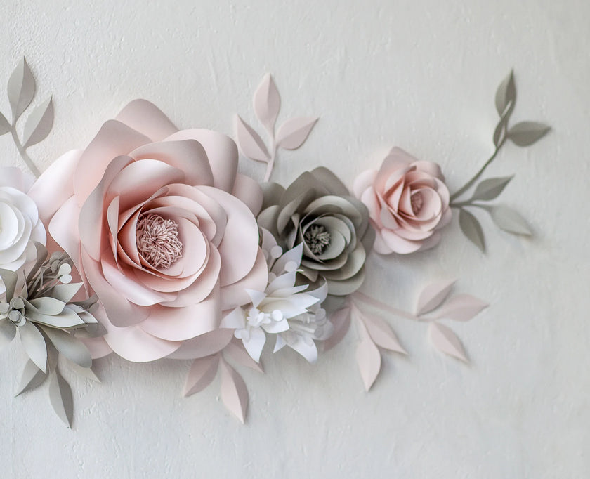 Blush and Light Grey Paper Flowers