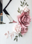 Misty Rose and Olive Green Paper Flower Set