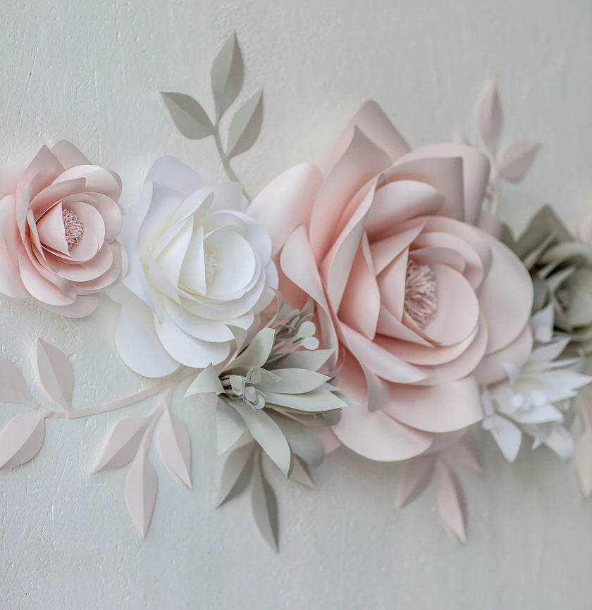 Blush and Light Grey Paper Flowers