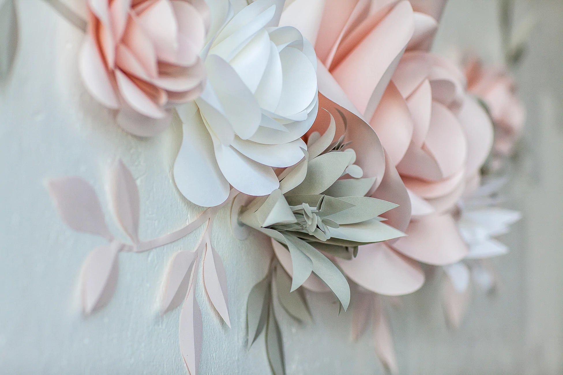 Blush and Light Grey Paper Flowers
