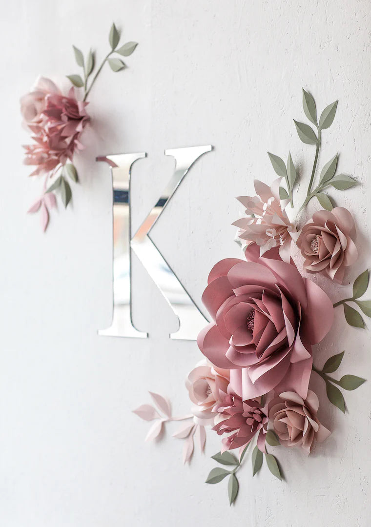 Misty Rose and Olive Green Paper Flower Set